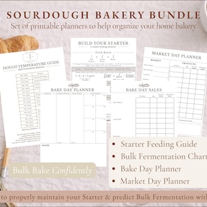 Sourdough Bakery Beginner's Bundle | Sourdough Starter Planner | Bakery Day Planner | Market Day Planner | Bulk Fermentation Chart |