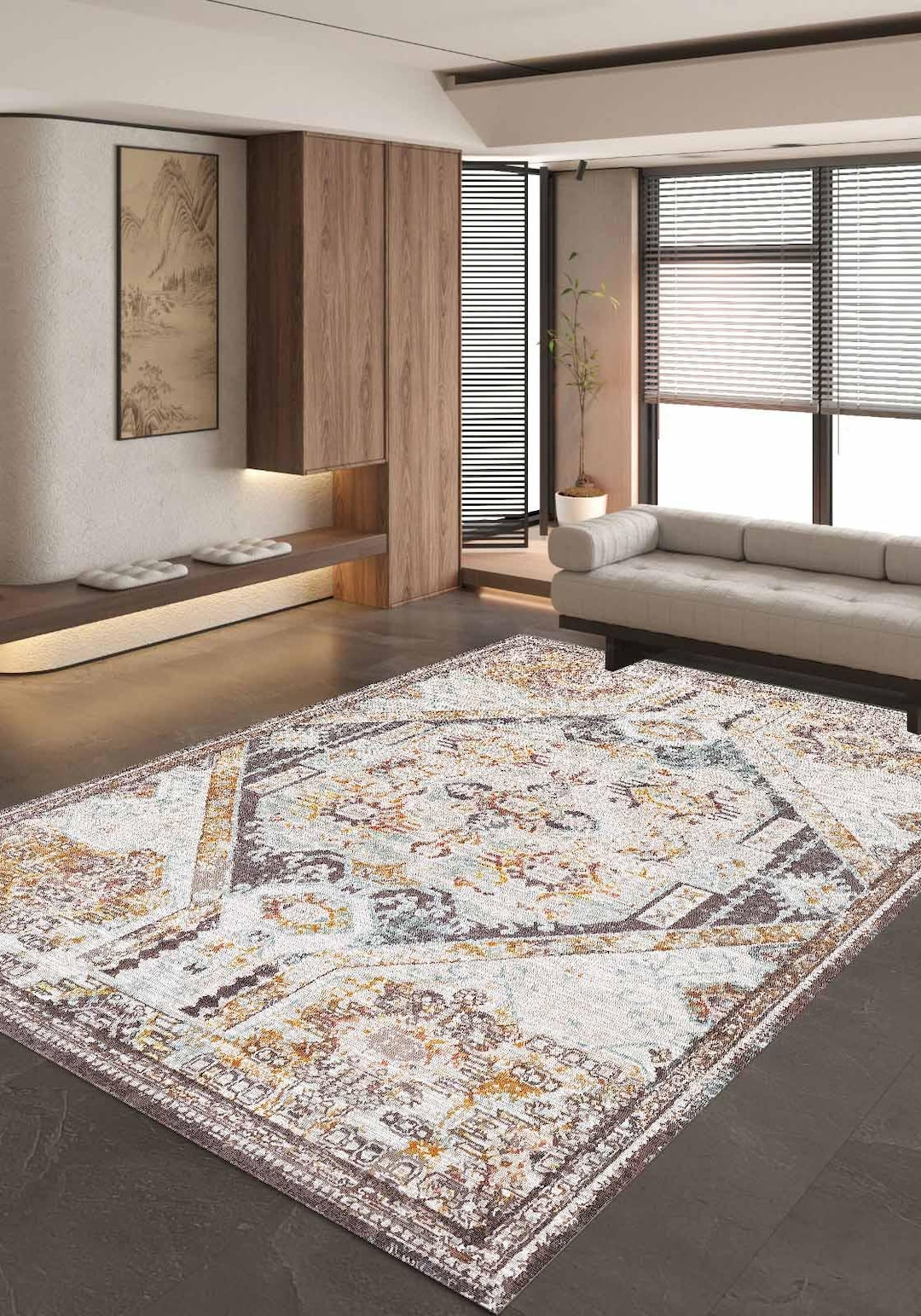 Center Rug Material Vintage Diamond Center Rug – Distressed Anatolian Style Carpet ...