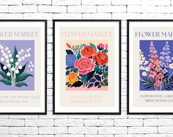 Birth Flower Print Collection – 24 Botanical Designs (A3, A4, A5, 8x10)