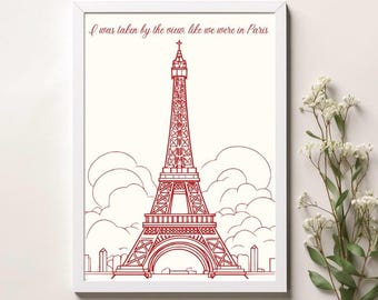 Paris Inspired Wall Art - Taylor Swift Print - A4, A3, 8x10, A5 Print - Midnights Wall Print - Swiftie Wall Art