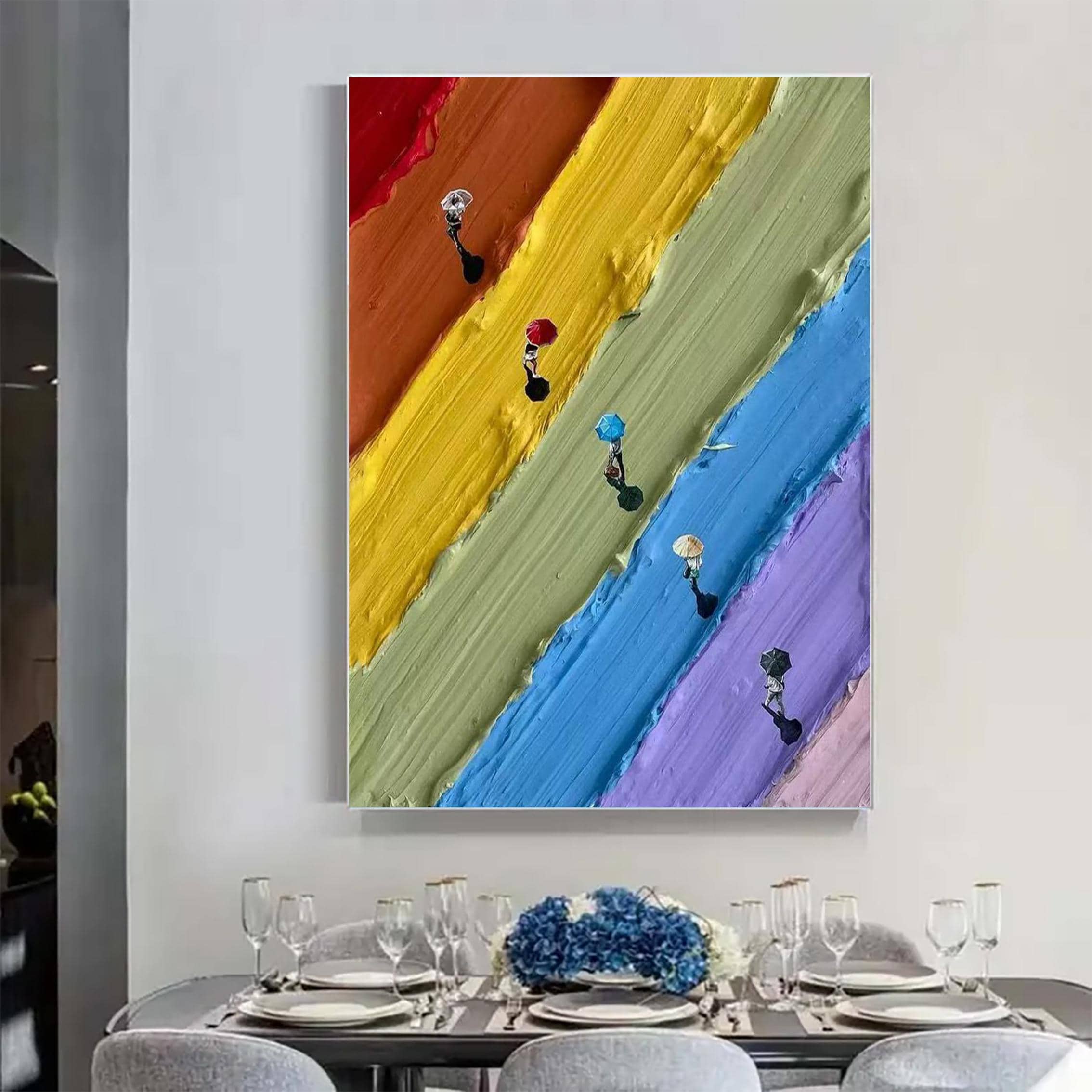 Rainbow Wall Art, Colorful Abstract Art, Abstract Figure Art, Colorful ...