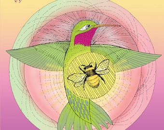 Hummingbird & Bee - A7 card