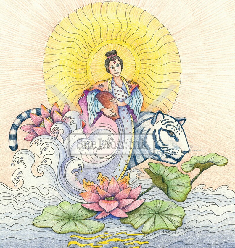 Kuan Yin Goddess of Compassion A7 Card Spiritual Etsy