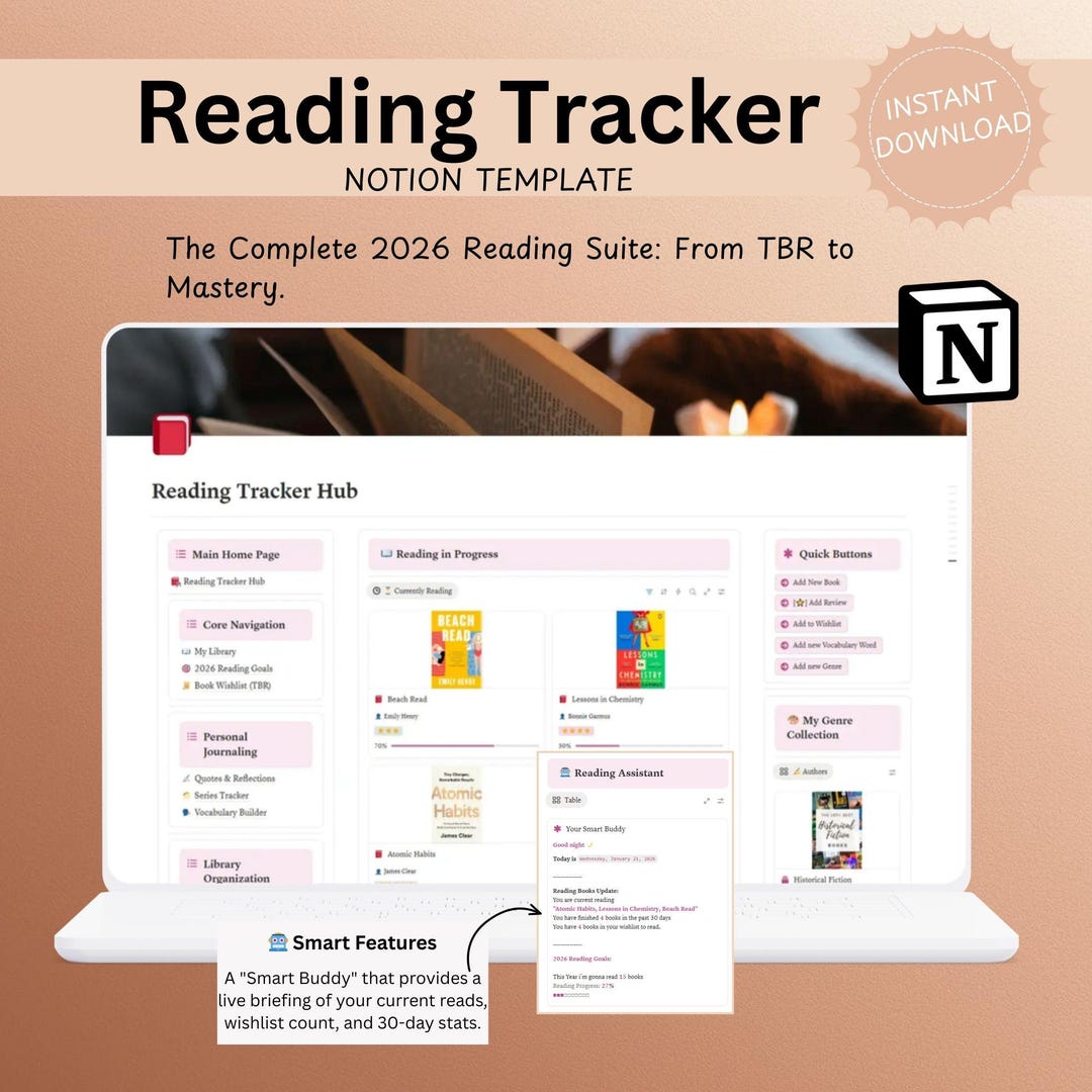 Book Tracker - Notion Template | Reading Journal - Etsy