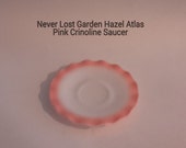 Hazel Atlas Glass Pink Crinoline Saucer Plate Vintage