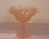 Amber Hobnail Compote Fenton Glass Vintage