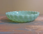 Anchor Hocking Fire King Jadeite Green Milk Glass Bowl Bubble Pattern Vintage