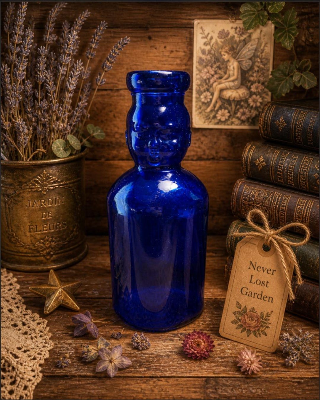 Baby Face Brookfield Quart Bottle Cobalt Blue Glass Vintage - Etsy
