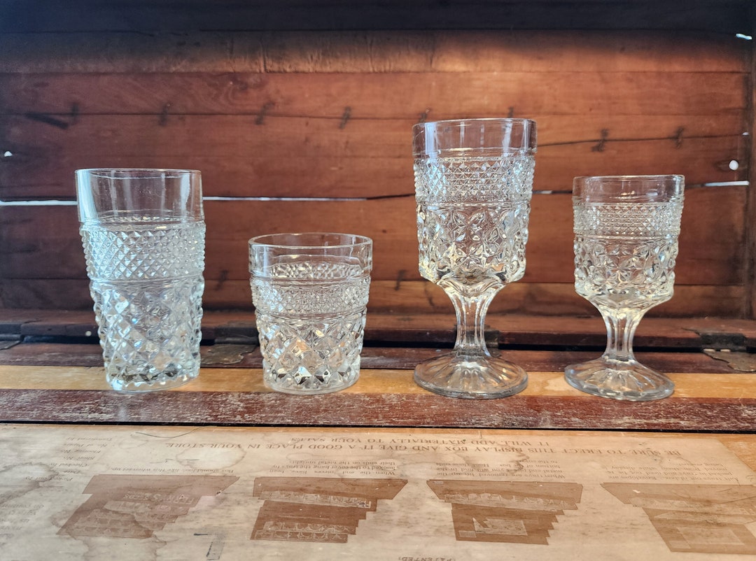 Anchor Hocking Crystal Wexford Glass Drinkware Tumbler Goblets Sets Vintage Etsy