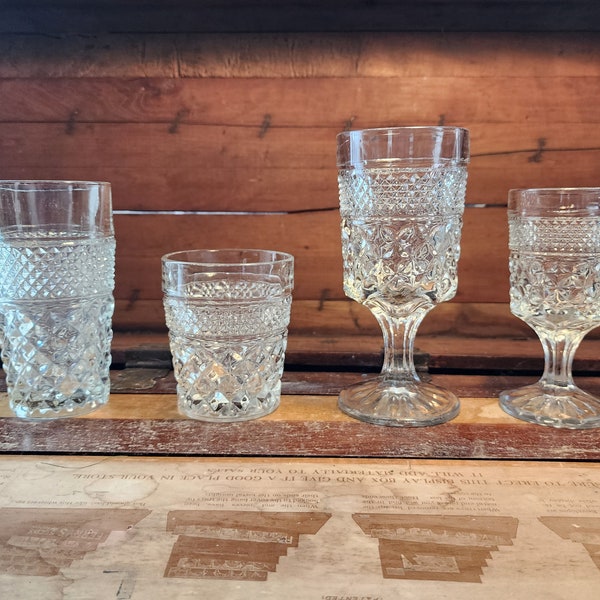Anchor Hocking Crystal Wexford Glass Drinkware Tumbler Goblets Sets Vintage