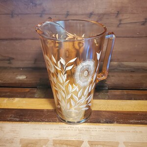Cosmos Marigold Carnival Glass Pitcher Jeannette Glass Company