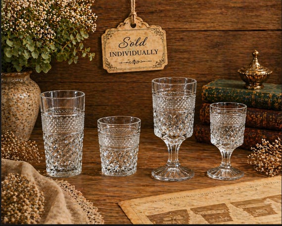 Anchor Hocking Crystal Wexford Glass Drinkware Tumbler Goblet Vintage - Etsy