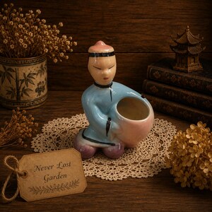 Asian Planter Figurine Fredericksburg Art Pottery Company FAPCO Vintage