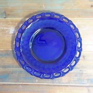 Salad Plate Lace Edge Belmont Ritz Cobalt Glass Imperial Vintage