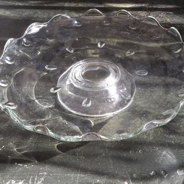 Low Cake Stand Comport Teardrop Indiana Glass Vintage