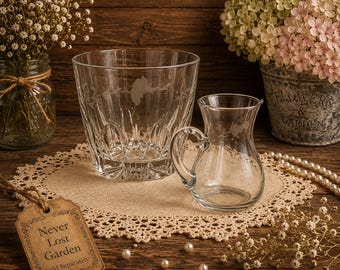 Ice Bucket Floral Etched Heritage Princess House Vintage