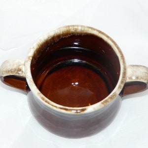 McCoy Brown Drip Pottery Handled Crock Vintage image 2