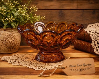 Vintage L.E. Smith Glass Moon and Stars Amber Lidded Canister - Etsy