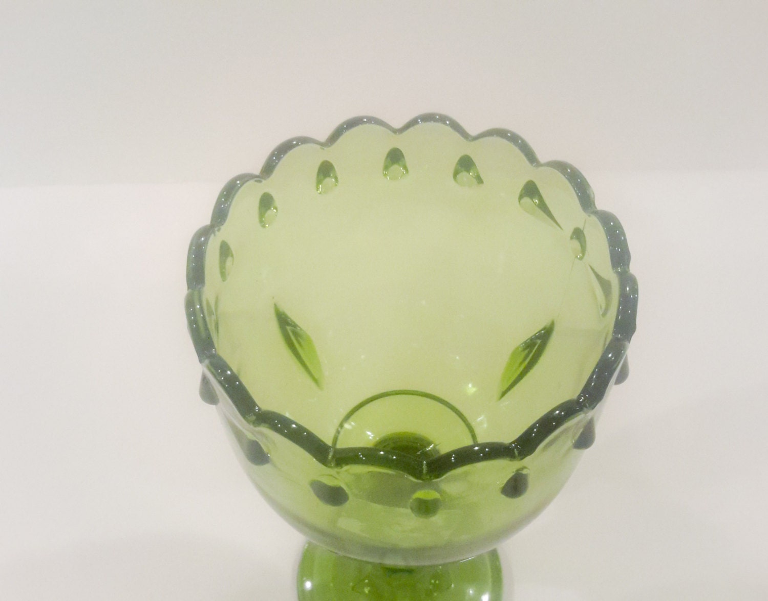 Compote Planter Green Raised Teardrop Indiana Glass Vintage Etsy