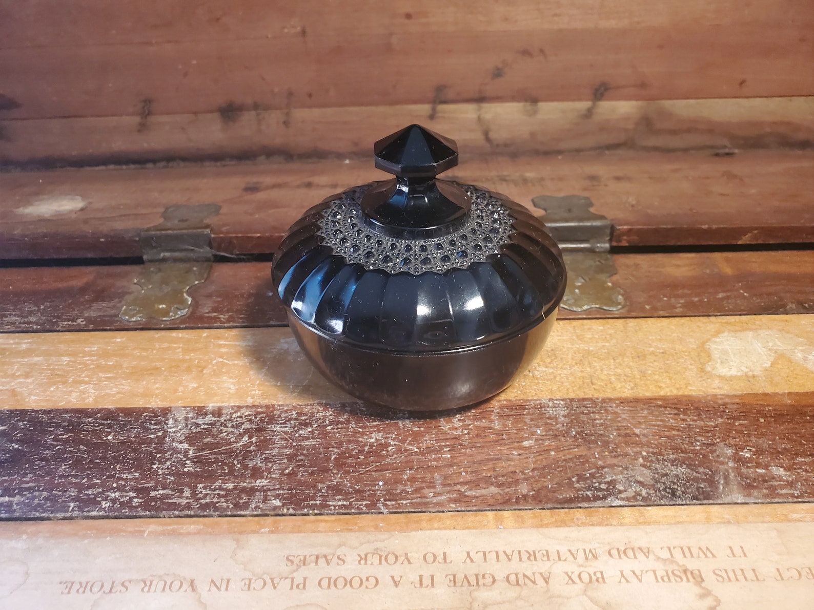 Ebony Black Candy Dish Lid LE Smith Glass Company Vintage Etsy