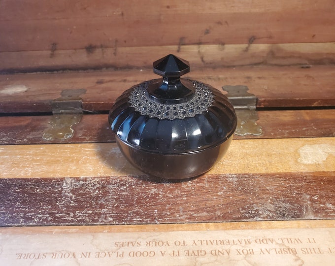 Ebony Black Candy Dish Lid LE Smith Glass Company Vintage Etsy