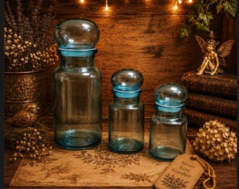 Individual Belgium Blue Glass Canister Small Medium or Large Vintage