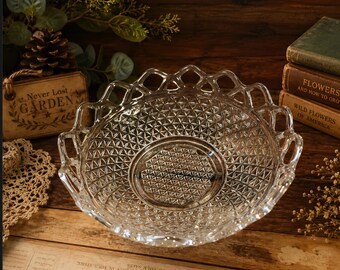 Lace Edge Clear Glass Large Serving Bowl Imperial Glass Company Vintage