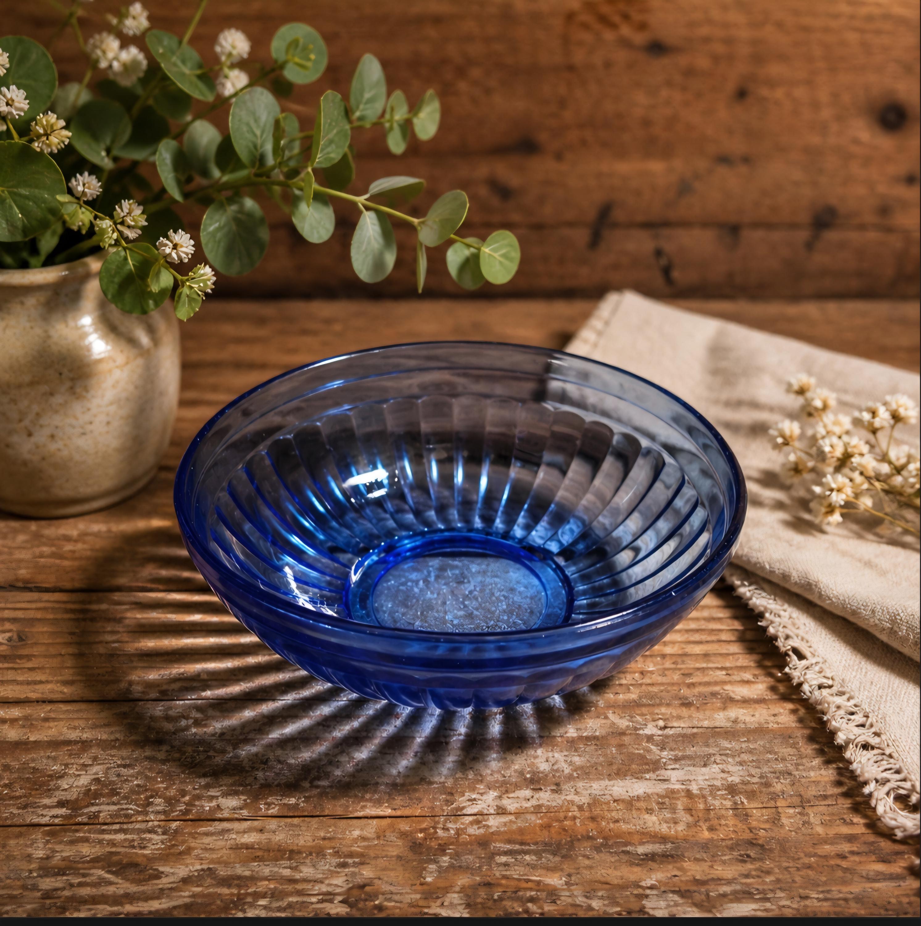 Cobalt Blue Glass Cereal Bowls - Etsy