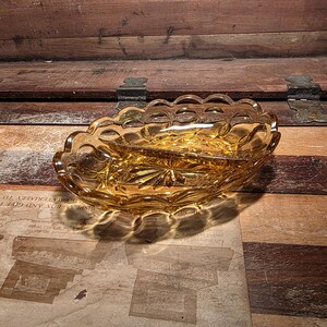 Honey Gold Amber Glass Relish Dish Fairfield Anchor Hocking Vintage