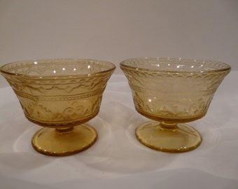 Patrician Spoke Sherbets Federal Glass Golden Glo Vintage