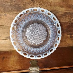Salad Plate Katy Lace Edge Blue Opalescent Glass Imperial Vintage