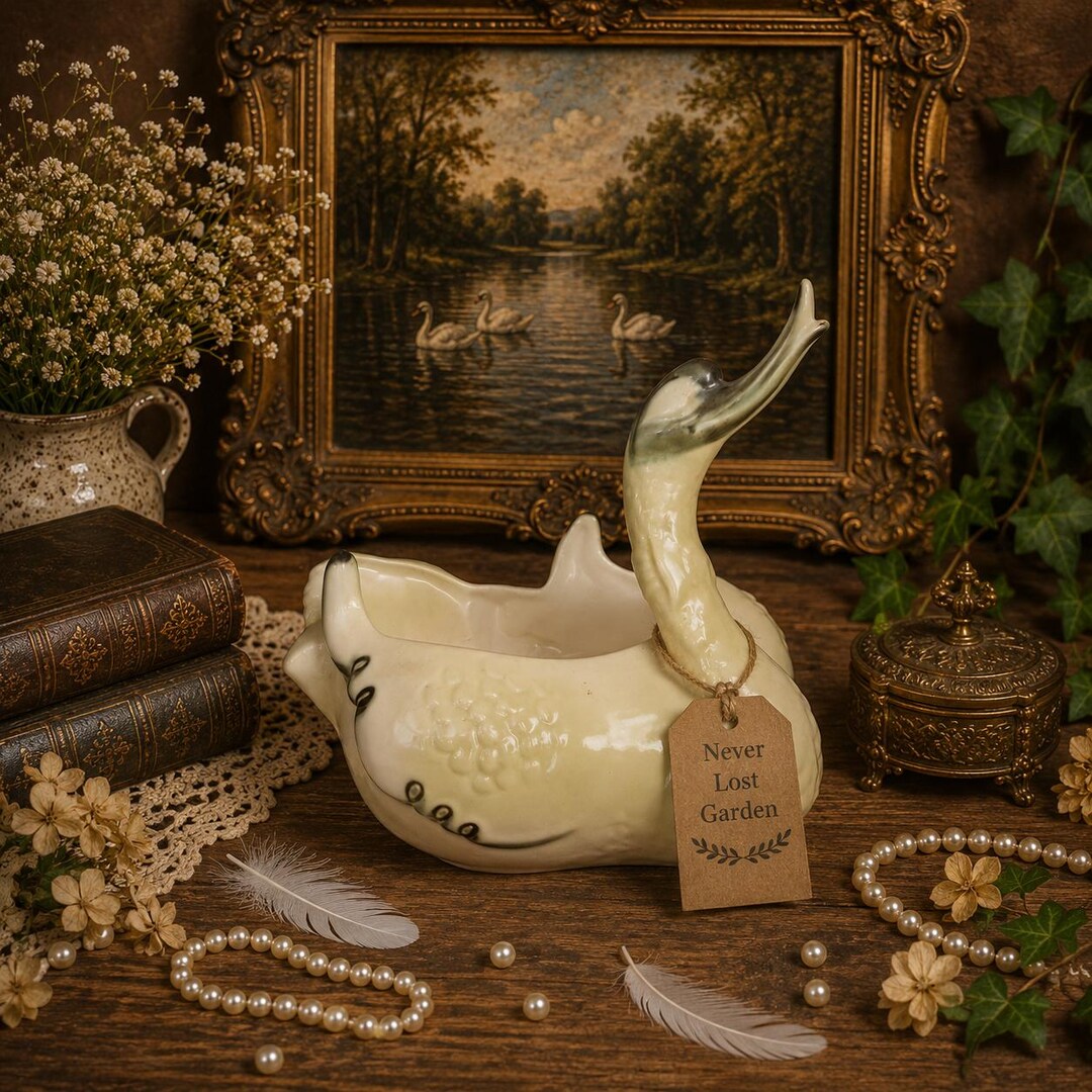 小物 WILD SWANS PONT Swan Planter Chartreuse Green 69 Hull Pottery Vintage - Etsy