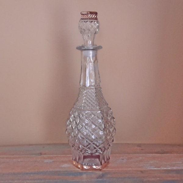 Anchor Hocking Crystal  Gold Decanter Wexford Glass Vintage