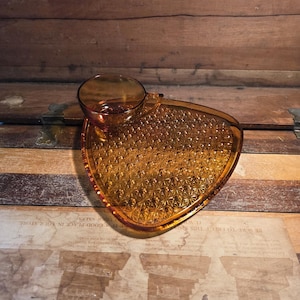 Amber Glass Daisy and Button Luncheon Plate and Cup Set Indiana Glass Company Vintage
