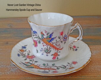 Tea Cup and Saucer Hammersley Spode Bird of Paradise Vintage