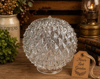 Clear Diamond Point Glass Globe Shade Vintage