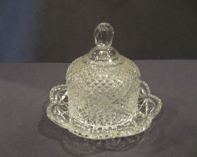 Avon Crystal Butter Dish Amber Fostoria Vintage Etsy