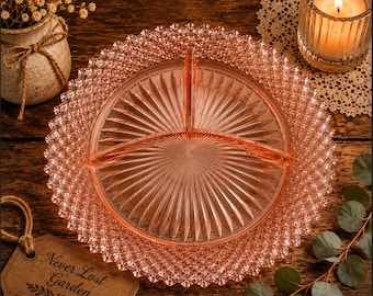 Hocking Miss America Pink Glass Grill Plate Vintage