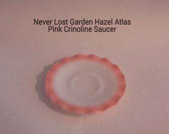 Hazel Atlas Glass Pink Crinoline Saucer Plate Vintage