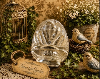 Glass Bird Feeder Waterer Art Deco USA Vintage