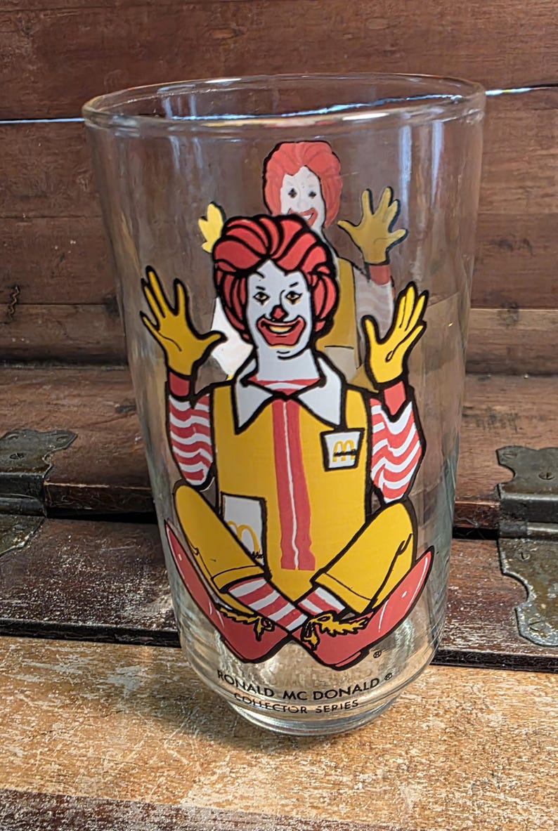 Buzz Buzzard Space Mouse Smedly Chilly Willy Knothead Splinter Woody Hamburgler Glass Tumbler Vintage Ronald McDonald