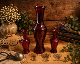 Ruby Red Bud Vases Wheaton Glass Vintage