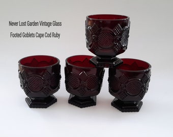 Ruby Red Footed Tumblers Avon 1876 Cape Cod