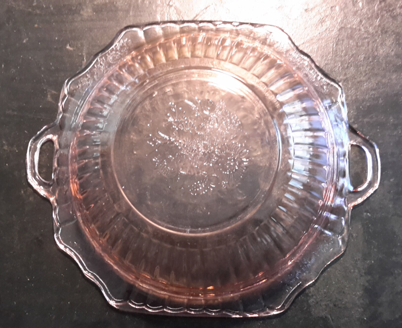 Serving Bowl Handles Pink Mayfair Open Rose Hocking Glass Etsy