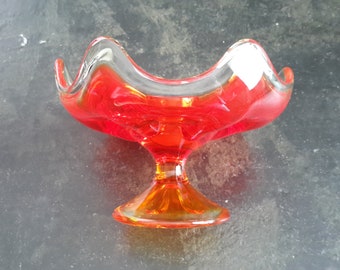 Viking Glass Epic Line Six Petals Pedestal Candle Holder Vintage