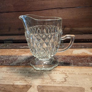Glass Creamer Diamond Point Indiana Glass Vintage