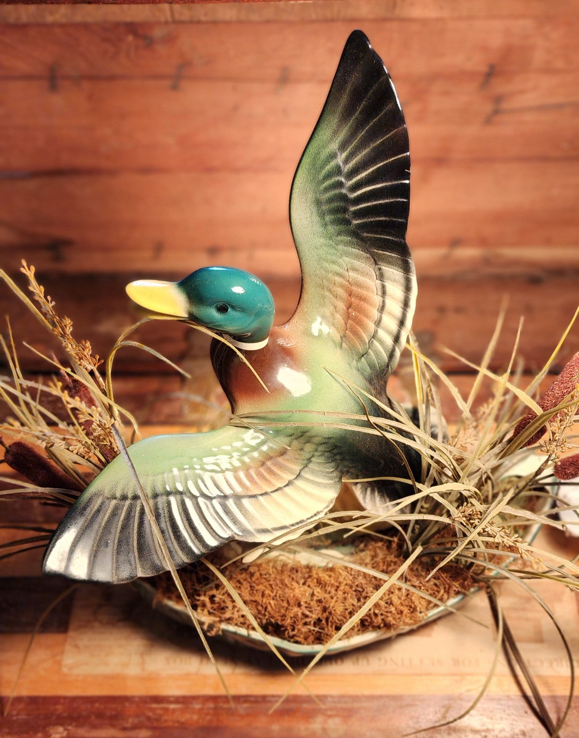 Mallard Duck in Flight Lamp Planter 1958 Lane & Co Van Nuys