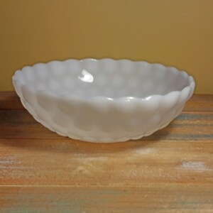 Anchor Hocking Milk Glass Bowl Bubble Pattern Vintage