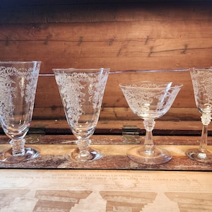 Romance Fostoria Glass Etched Stemware Vintage