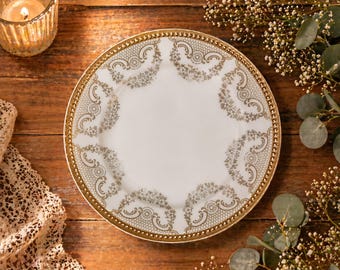 China Bread and Butter Plate Gold Scroll Swag Filigree Floral Carl Schlegelmilch CS Prussia Antique